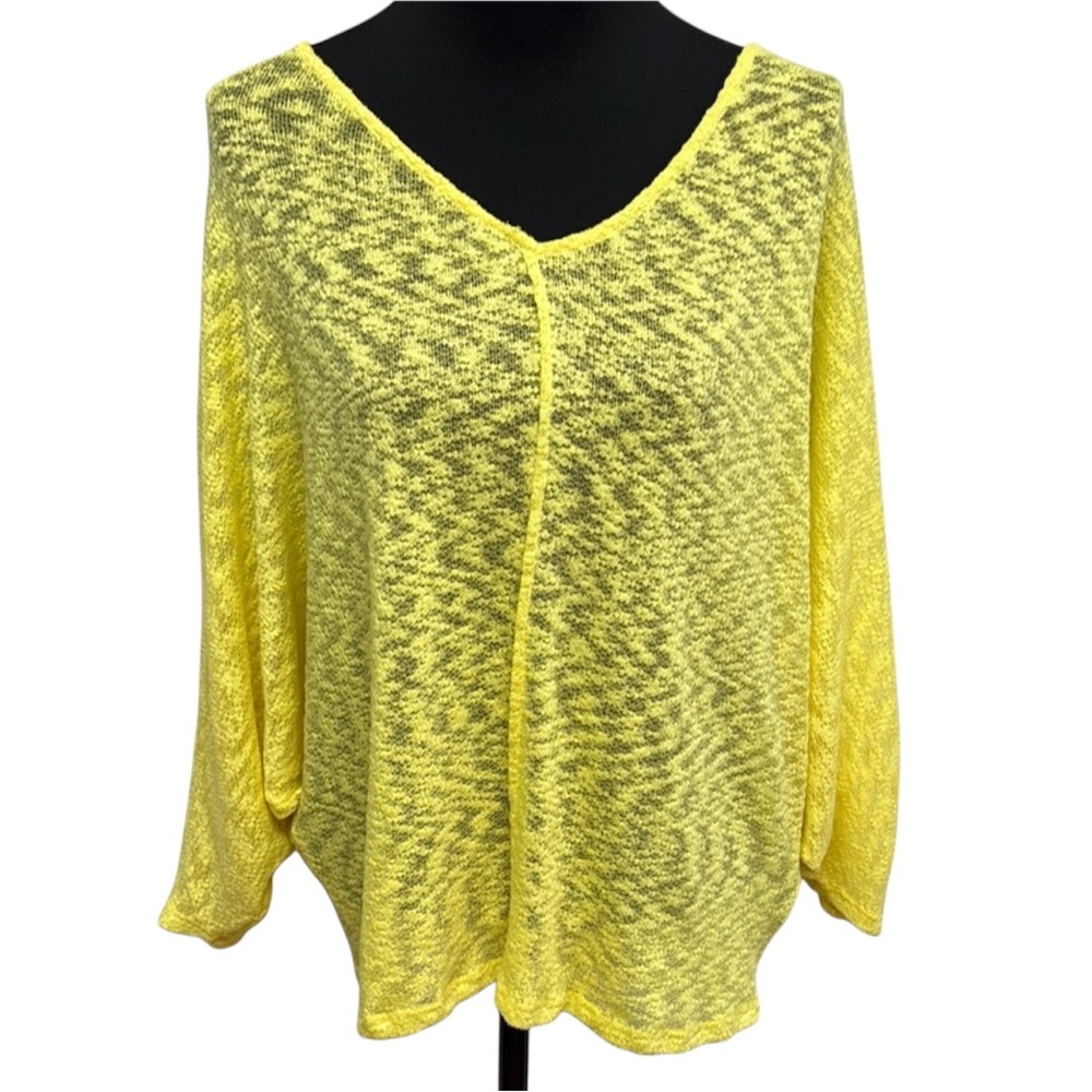 FANTASTIC FAWN M Neon Yellow Dolman Sheer Knit Oversized Top USA
